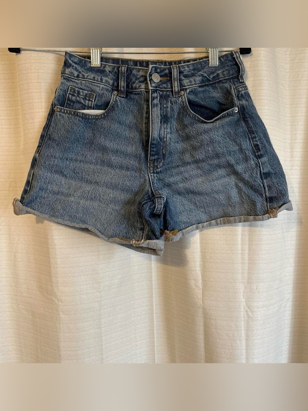 Classic High-Rise Denim Shorts in Blue